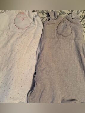 Nested Bean Sleep Sacks - Gray & White with Pink Dots